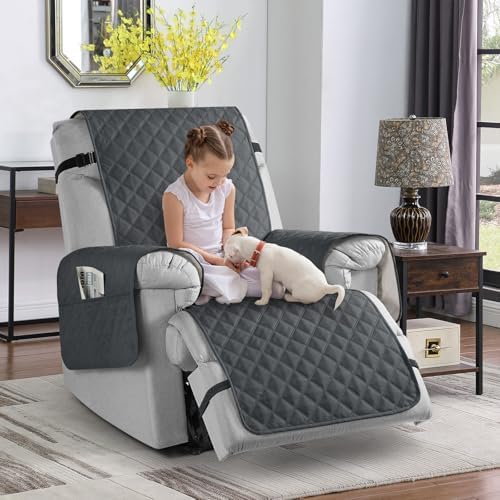 TAOCOCO Non-Slip Recliner Chair Cover for Small Chairs Charcoal Gray
