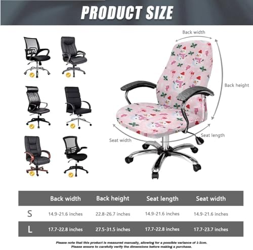 Snowman Print Office Chair Cover Set 3Pcs Pink L