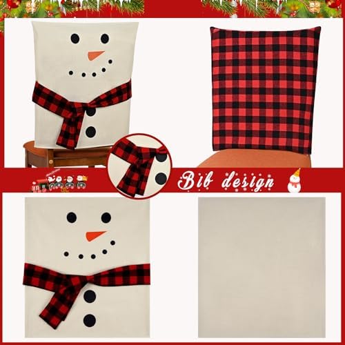 FRAMICS Christmas Chair Covers Set of 4 Snowman Design 1
