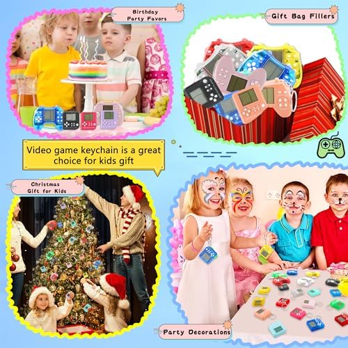 24 Pack Video Game Keychains for Kids Birthday Party Supplies