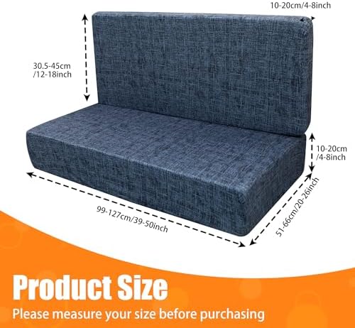 BIETYONE RV Dinette Cushion Covers Grid Deep Blue 2 Backrest 2 Bench Covers