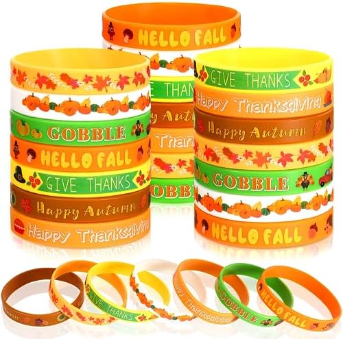 JUNEBRUSHS 42pcs Thanksgiving Silicone Bracelets 1