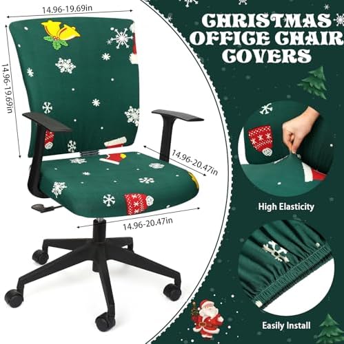 Christmas Office Chair Covers Set with Monitor and Mouse Pad 1