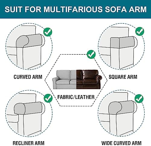 Turquoize 2 Pack Waterproof Armrest Covers for Chairs and Sofas