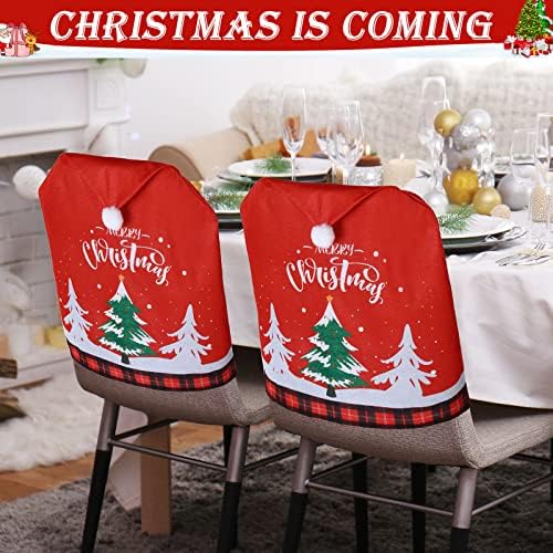 Yinder 6 Pcs Christmas Chair Covers with Santa Hat Design