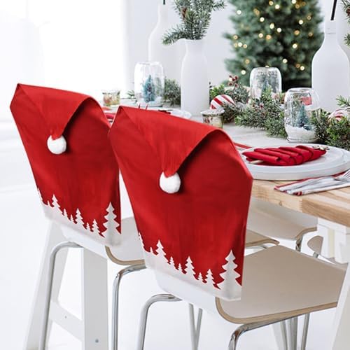 2PCS Christmas Chair Covers with Santa Hat Design 1