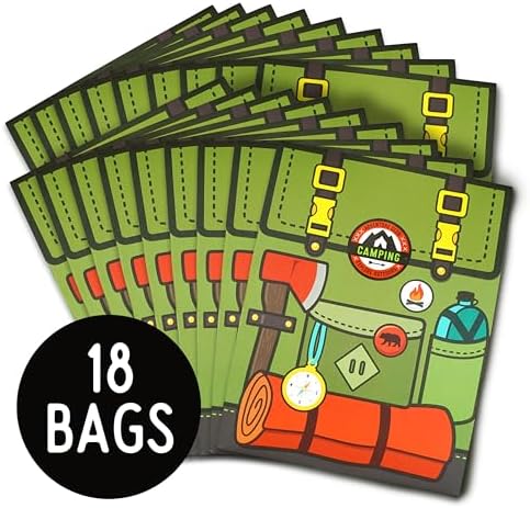 Ready Confetti 18 Piece Camping Party Favor Bags with Stickers