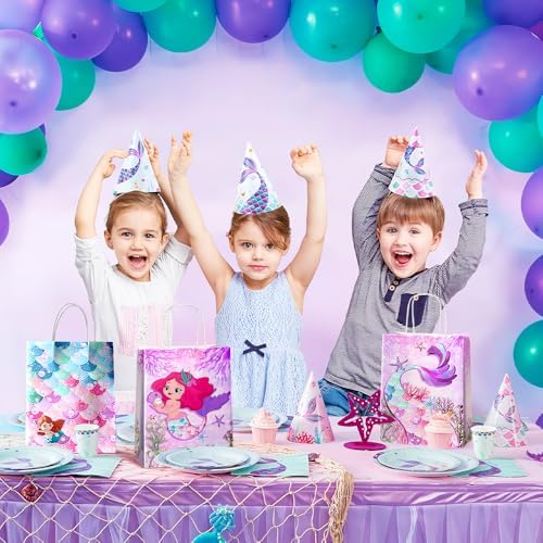 24 Pcs Mermaid Party Favor Bags with Handles