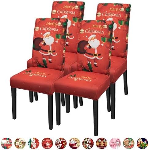 Christmas Chair Covers Set of 4 for Dining Room