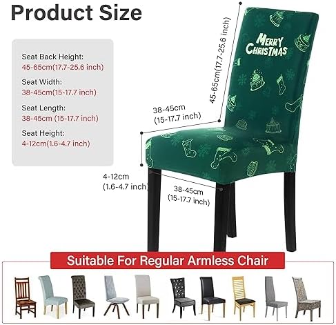 4PCS Christmas Dining Chair Covers with Snowflake Deer Pattern