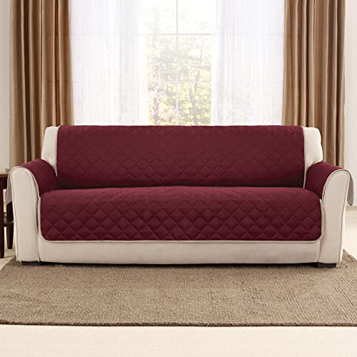 SureFit Microfiber Reversible Sofa Cover in Taupe Burgundy 1