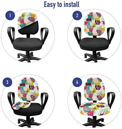 Ambesonne Brush Office Chair Slipcover with Polka Dots and Inky Splatters 1