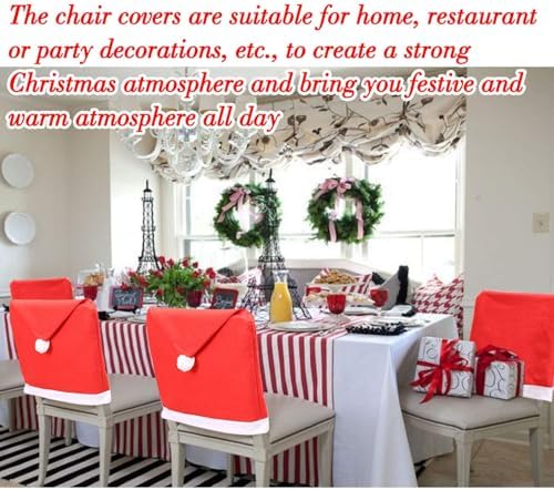 6 Pack Red Christmas Chair Covers for Dining Chairs 1