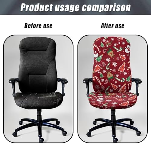 Talayituse Snowman Deer Candy Snowflake Print Chair Cover