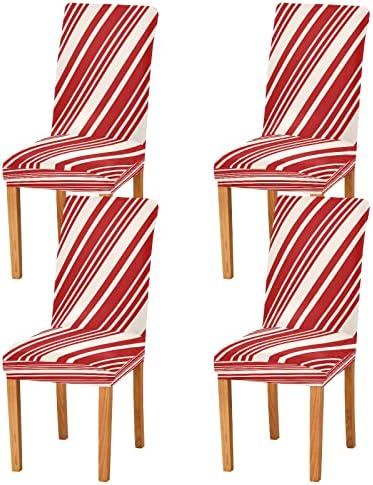 Christmas Candy Cane Stripe Dining Chair Covers 4pcs