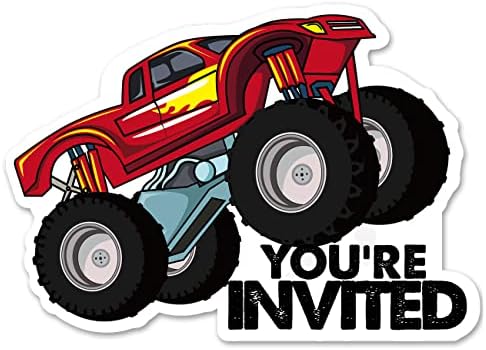 Monster Truck Birthday Invitations for Boys with Envelopes