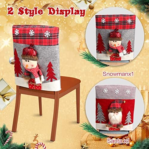 Christmas Plush Chair Covers Set with Santa and Snowman