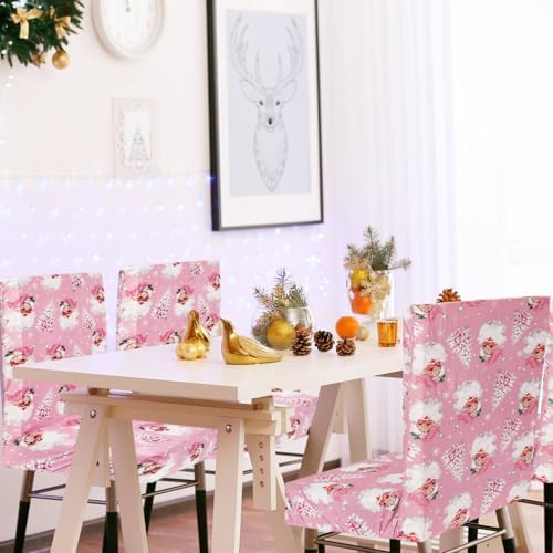 4Pcs Christmas Chair Covers with Santa and Tree Design