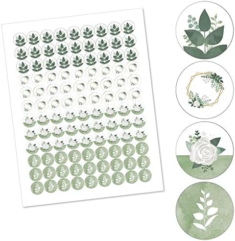 Boho Botanical Round Candy Sticker Favors - 108 Stickers per Sheet
