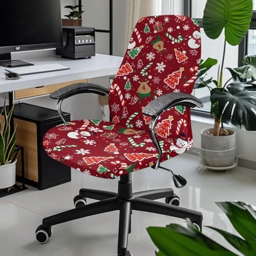 Talayituse Snowman Deer Candy Snowflake Print Chair Cover