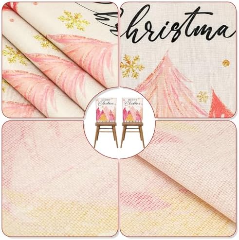 6Pcs Pink Christmas Tree Chair Back Covers for Dining Chairs