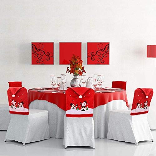 MSQ 4PCS Christmas Chair Covers with Santa and Snowman Designs