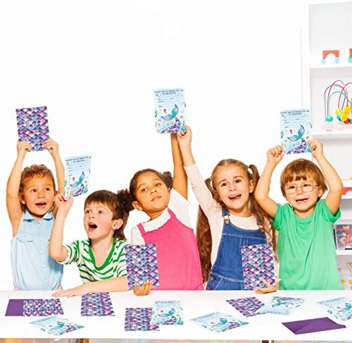 30 Pack Mermaid Birthday Invitations with Stickers and Envelopes 1