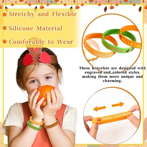 JUNEBRUSHS 42pcs Thanksgiving Silicone Bracelets 1