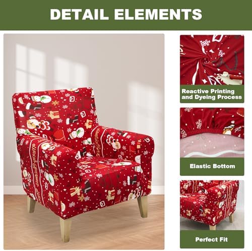 FUANGUI Christmas Armchair Slipcover with Arms 1