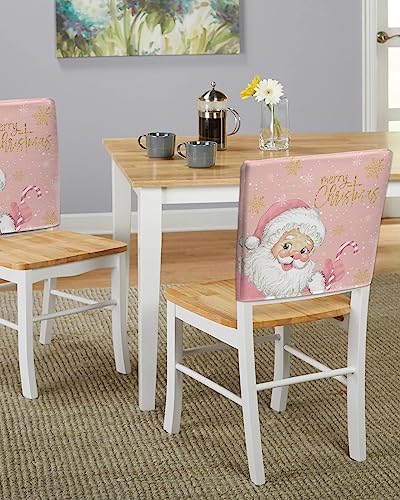 Pink Santa Christmas Chair Covers Set of 4 for Dining Room 1