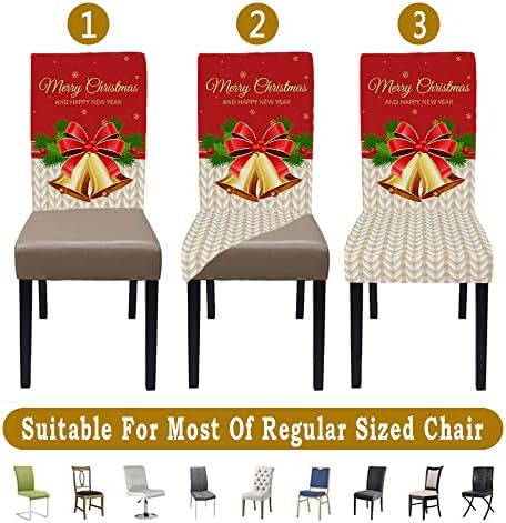 ITFRO Christmas Chair Covers Set of 6 Red Wine and Beige