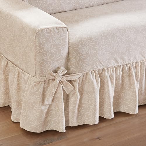 SureFit Essential Twill Ruffled Loveseat Slipcover