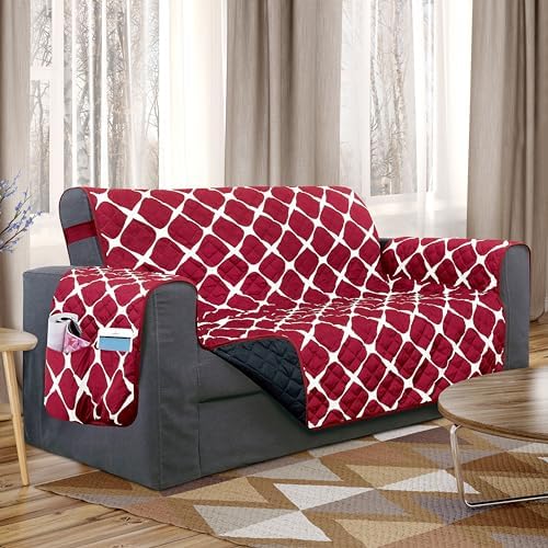 Elegant Comfort Quilted Slipcovers Reversible Solid and Printed Design