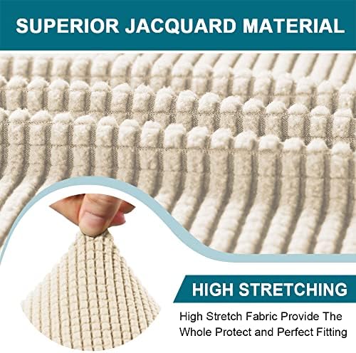 Turquoize 4 Piece T Cushion Sofa Slipcovers Stretch Fit Biscotti Beige