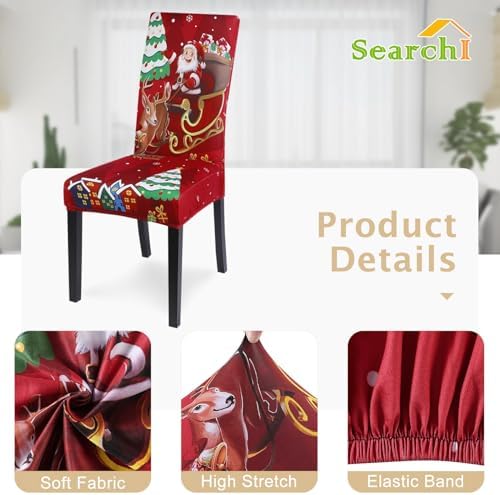 SearchI Christmas Chair Covers Set of 4 Stretchable Dining Chair Slipcovers