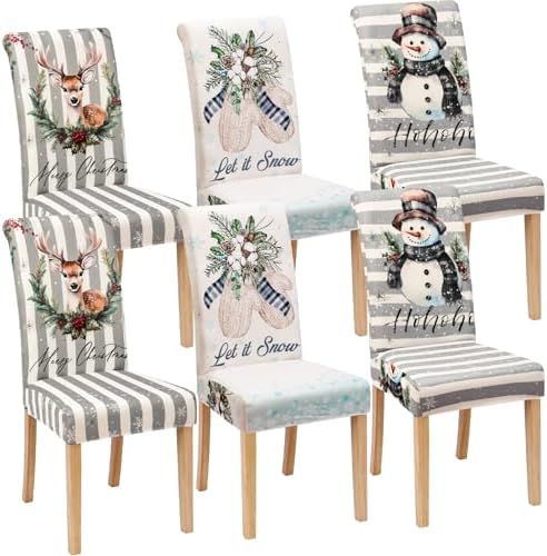 6 Pcs Christmas Snowman Chair Covers Winter Decor