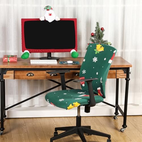 Christmas Office Chair Covers Set with Monitor and Mouse Pad 1