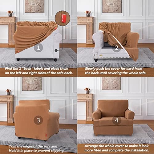Molasofa T Cushion Chair Slipcover Set 2 Pieces Brown