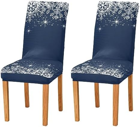 Wajiw Christmas Blue Snowflake Chair Covers Set of 2 1