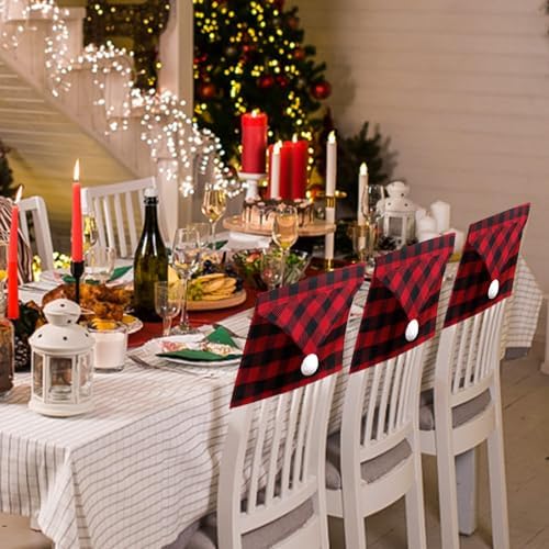 GlyinnHe 4 Pack Red Black Buffalo Plaid Chair Covers