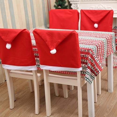 6PCS Christmas Chair Covers with Santa Hat Design