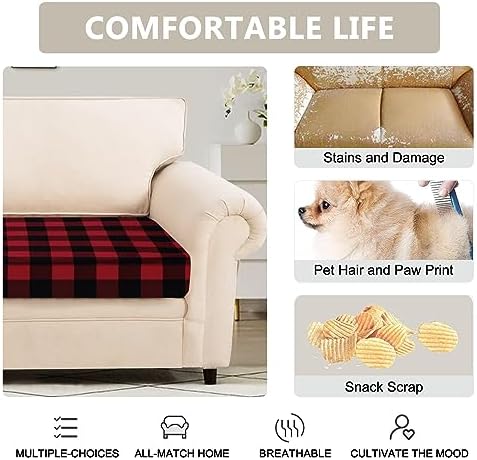 SearchI Stretch Christmas Sofa Cushion Covers Soft Elastic Seat Slipcovers