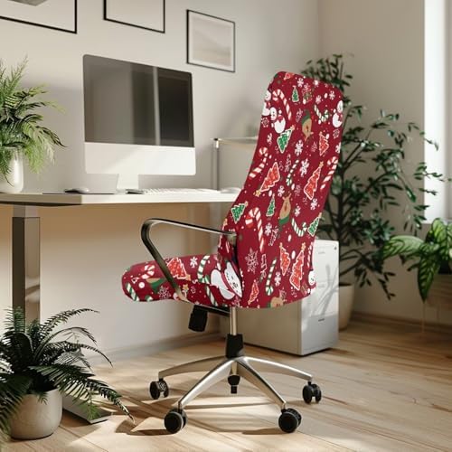 Talayituse Snowman Deer Candy Snowflake Print Chair Cover