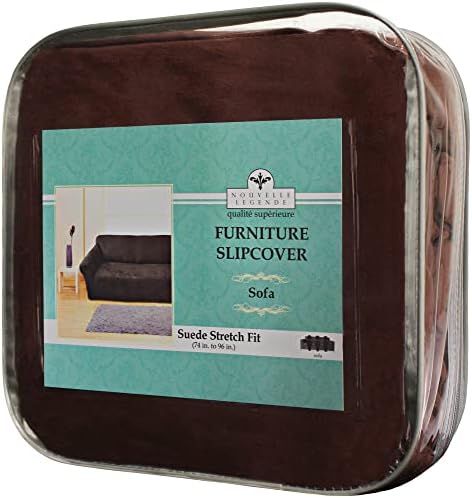 Nouvelle Legende Stretch Suede Sofa Slipcover Chocolate Brown 1