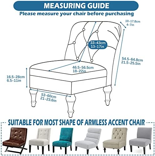 Armless Accent Chair Cover Slipcover Stretch Fit for Living Room Hotel