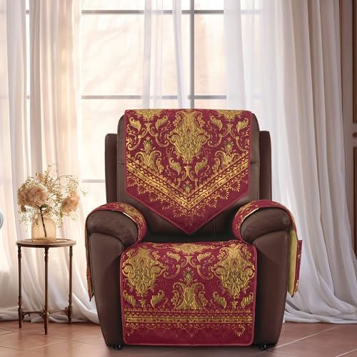 Loom and Mill Luxury Recliner Chair Covers 4 Piece Red Set