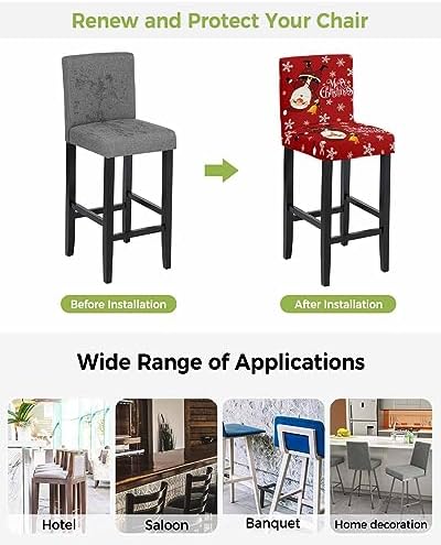 Merry Christmas Bar Stool Covers with Backs Set of 4