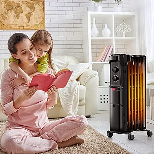 FUTADA 1500W Oil Filled Radiator Heater - Black