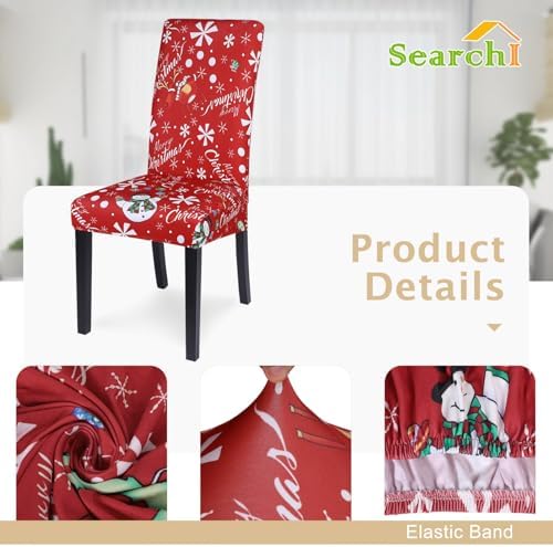 SearchI Christmas Chair Covers Set of 6 Snowman Snowflake