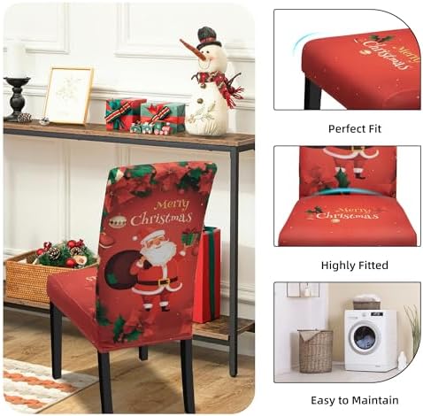 Christmas Chair Covers Set of 4 for Dining Room